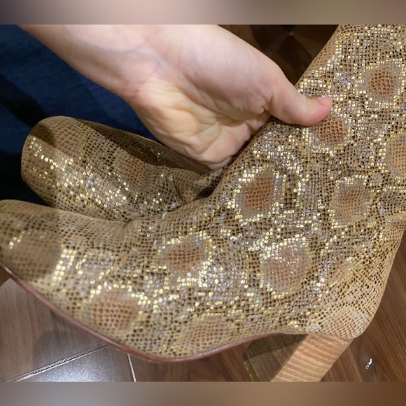 LLANI / modern boot block heel ankle bootie in sueded snake 38 - Picture 6 of 9